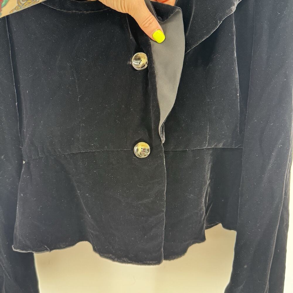 Armani Collezioni Jacket Womens Size 6 Black Velvet Blazer Ruffle Lapel - Picture 7 of 9